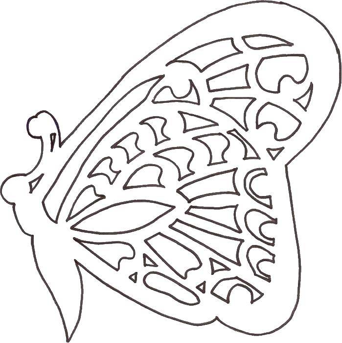 Раскраска с узором и бабочками (узоры, трафареты, бабочки, изображения)