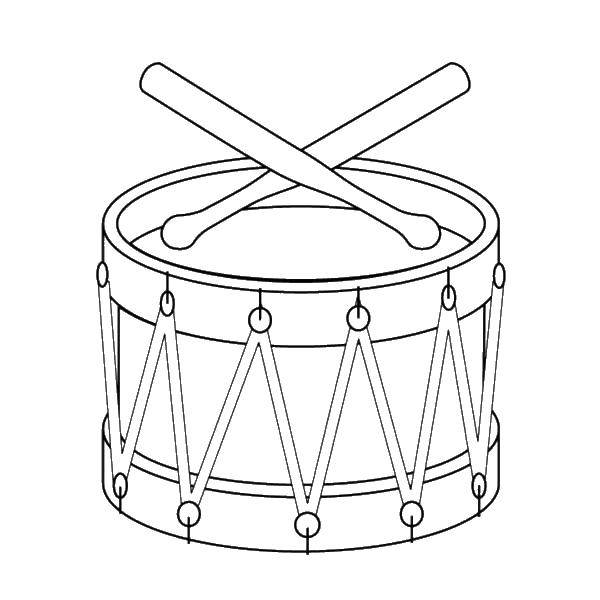 Раскраска барабана - музыкальный инструмент для детей (барабан)