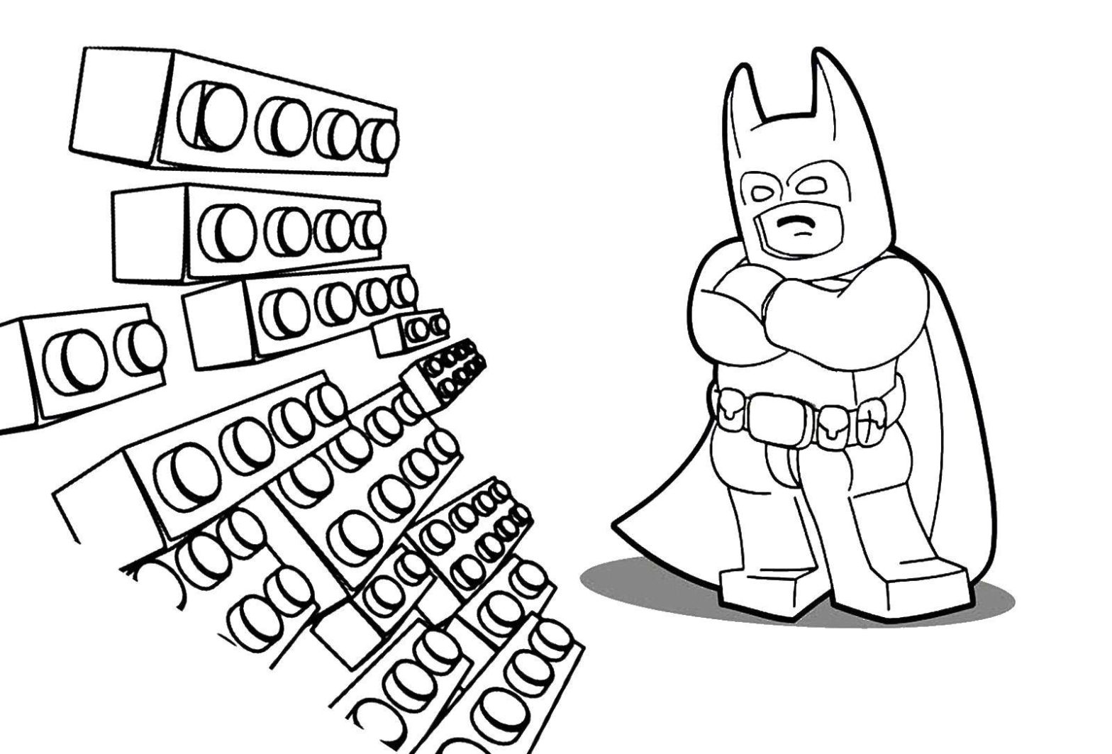 Раскраска Лего Конструктор с Бэтмэном (Лего, Конструктор, Бэтмэн)