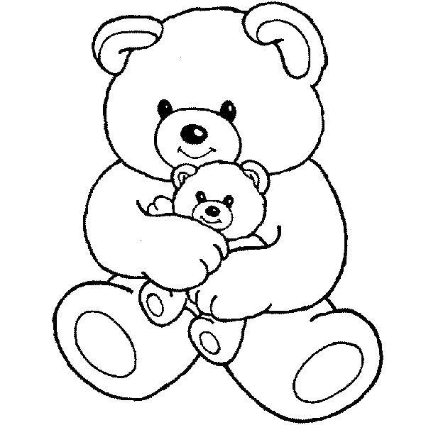 Раскраски игрушки медведь и медвежонок для детей (медведь, медвежонок)