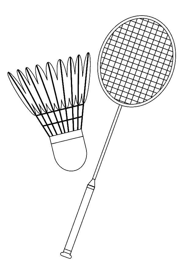 Раскраска на тему спорта - теннис с ракеткой для детей (теннис, ракетка)