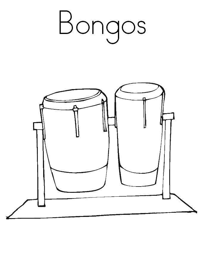 Раскраска музыкального инструмента бонго - скачать или распечатать онлайн бесплатно (инструмент, бонго)