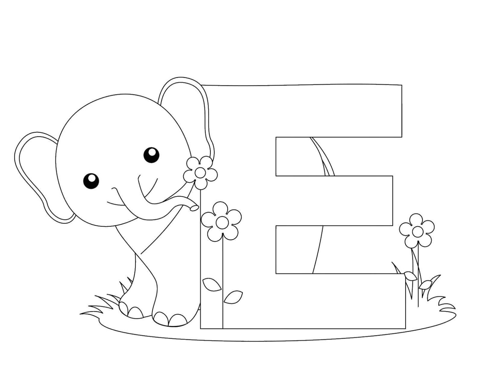 Раскраски буквы Е, Слон для детей (слон)