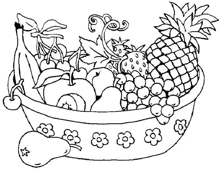 Картинка с раскрашенными фруктами для детей (чашка, еда)