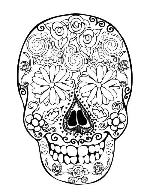 Раскраски с череп узорами, черепами и цветами для детей всех возрастов (цветы)