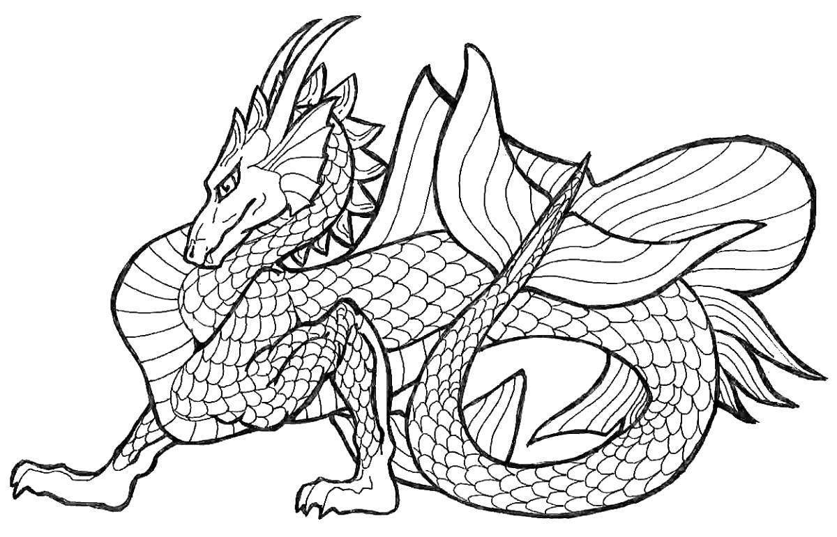 Раскраска с изображением дракона для детей (драконы)