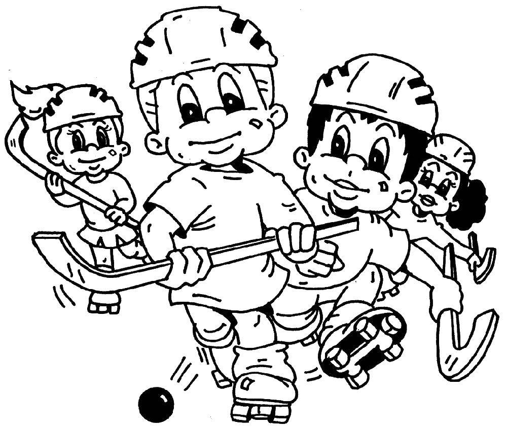 Раскраска хоккеиста для детей (дети, хоккей)