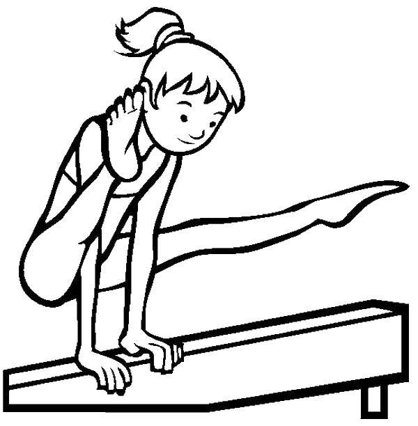 Девочка занимается гимнастикой на раскраске (гимнастика)