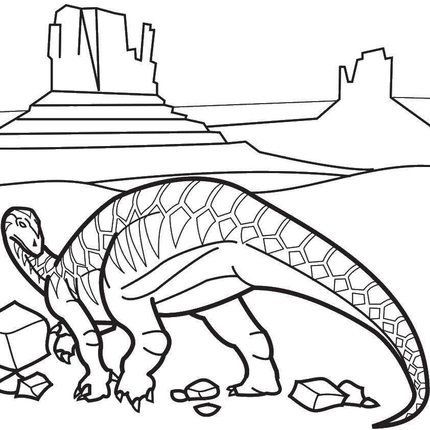 раскраска динозавра для детей (природа)