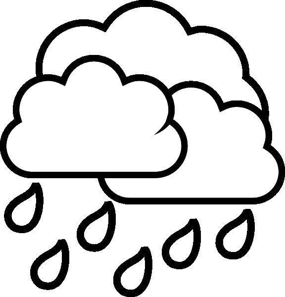 Раскраска с изображением дождя и туч на небе (тучи, погода)