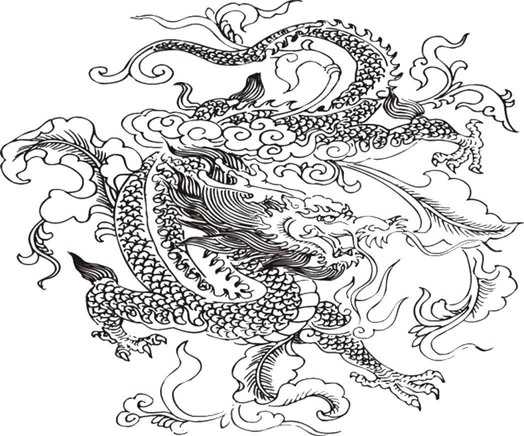 Раскраска дракона с драконьими яйцами (драконы)
