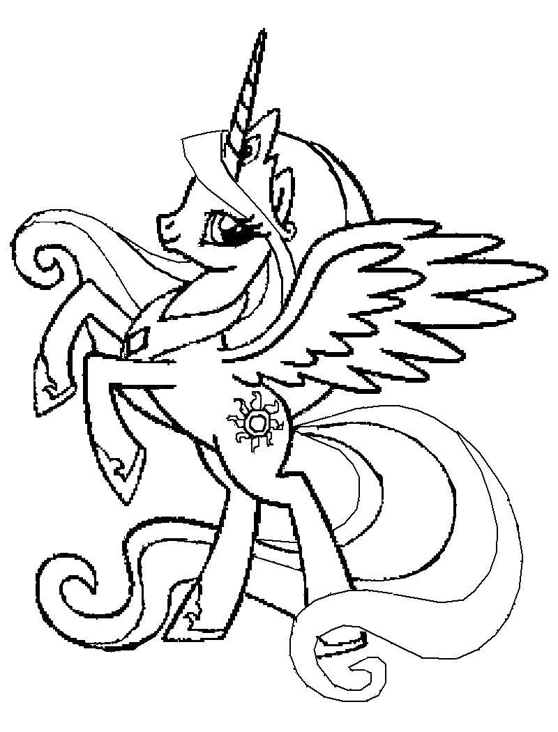 Раскраски моего маленького пони с единорогами, крыльями и хвостами - бесплатно для скачивания и распечатки (единорог, хвост)