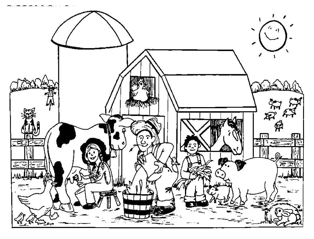 Раскраска животные ферма для детей (животные, ферма)