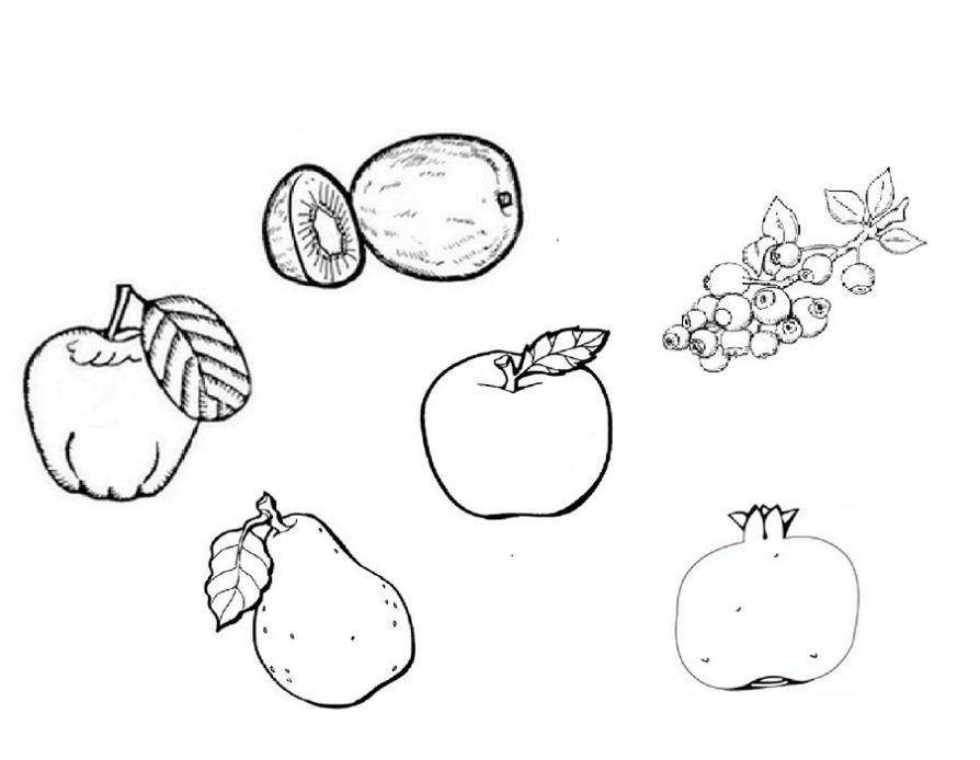Раскраски фруктов и ягод для детей - бесплатные картинки для развития творческих способностей (Фрукты, Ягоды)