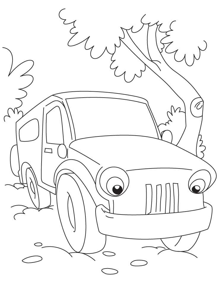 Раскраска фургона в лесу (фургон, деревья)