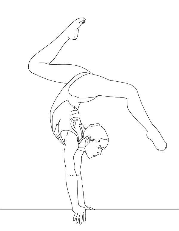 Раскраска гимнастки в красном костюме (гимнастика, гимнастка)