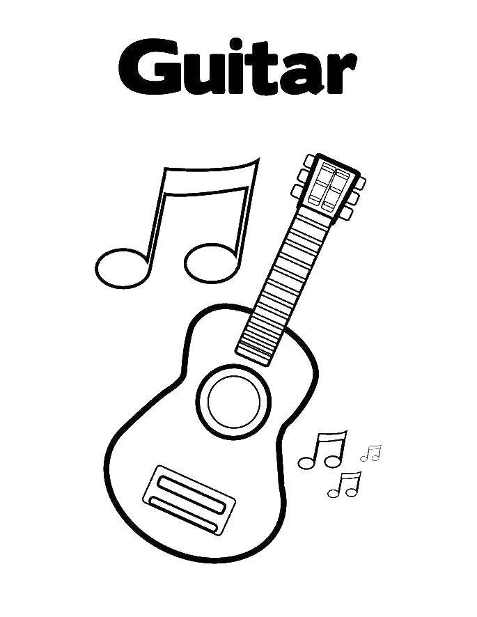 Раскраски музыкального инструмента гитары для бесплатной загрузки и печати (гитара)