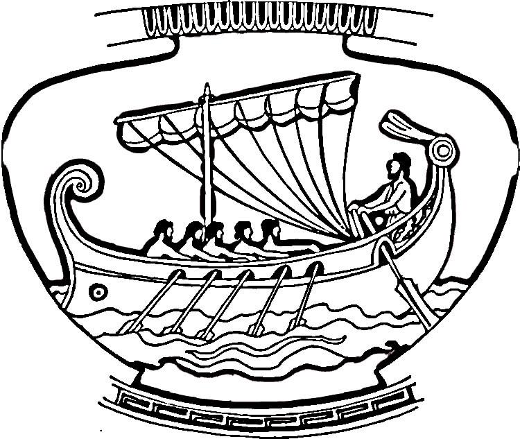 Раскраски Греческая ваза с кораблем для мальчиков