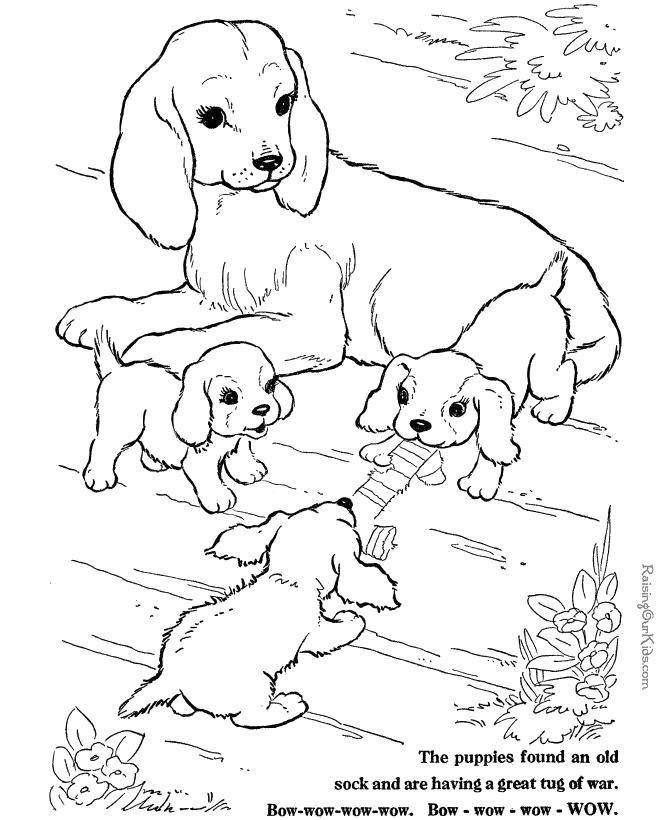 Раскраска детеныша собаки (детеныши, собака, медвежонок)