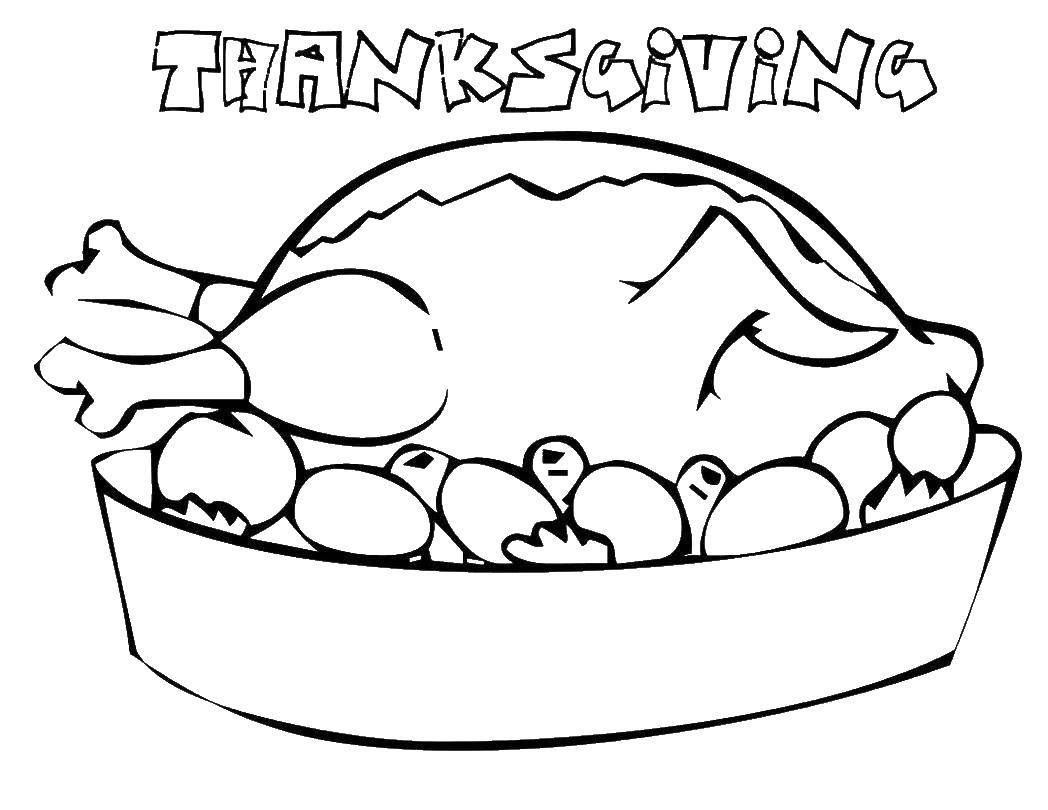 Раскраска с изображением индейки для дня благодарения (индейки)