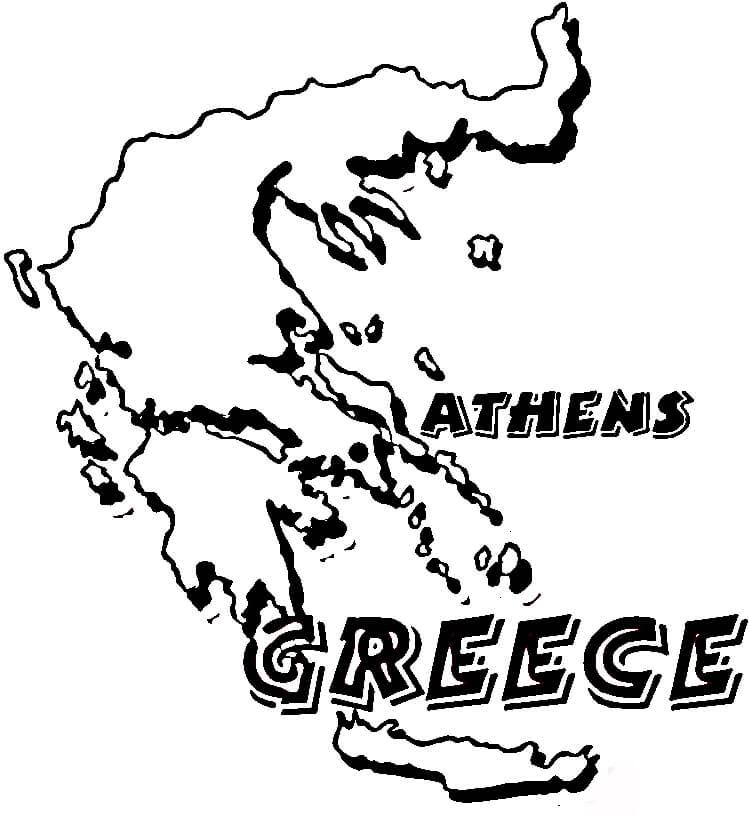 Раскраски для мальчиков: Карта Греции - бесплатное развлечение для детей (карта)
