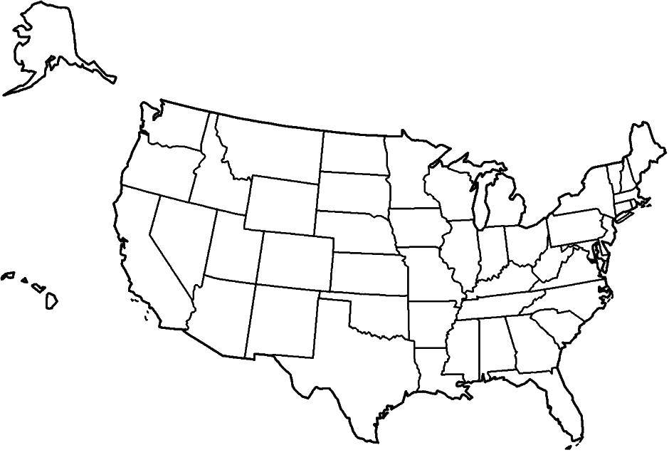 Раскраска США Карта для детей: мир и на листе бумаги (США, мир, карта)