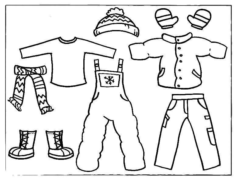 Раскраска зимней одежды для детей (варежки)
