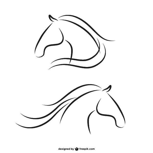 Контурные и готовые изображения лошадей для раскрашивания - бесплатные раскраски для детей (лошади, контуры)