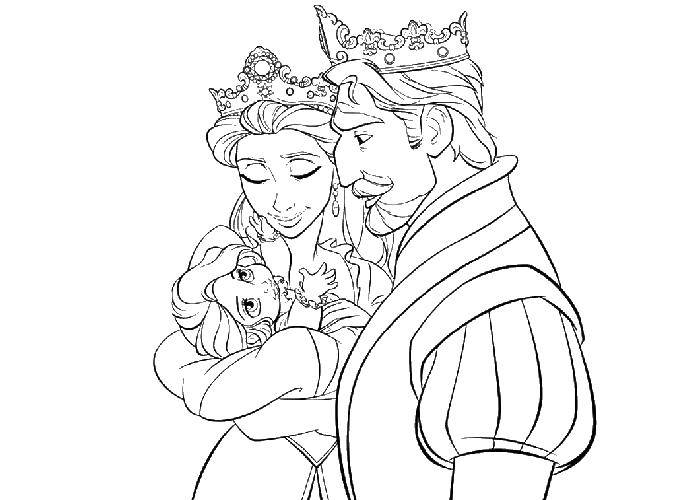 Раскраски для детей на тему королей, королев и принцесс (король, королева, семья)