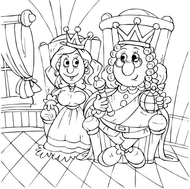 Раскраска короля и королевы для детей (король, королева)