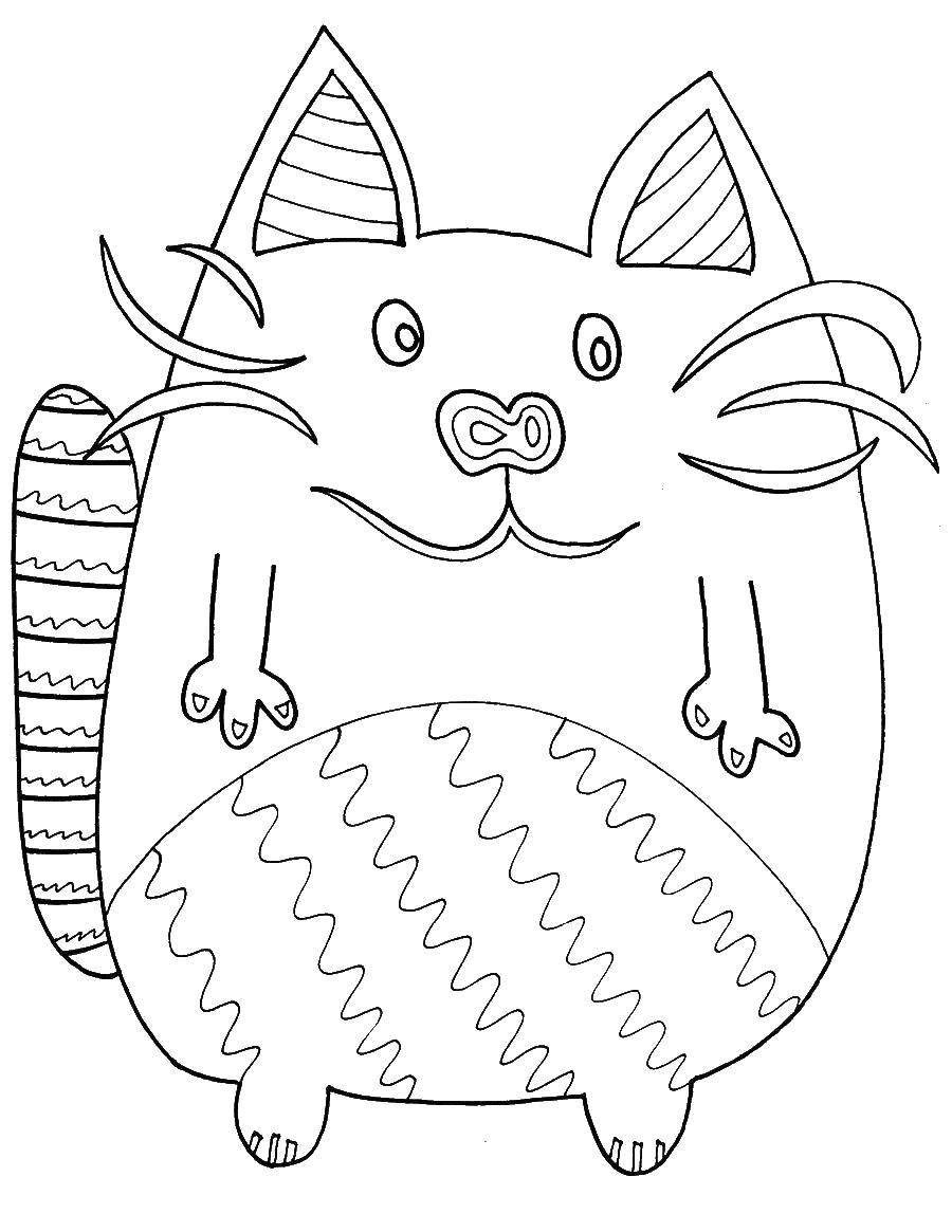 Раскраска с котенком на лугу (котики, распечатки)