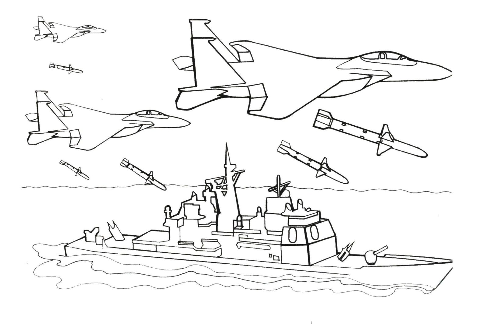 Раскраски кораблей крейсер на берегу моря (корабли, крейсер)