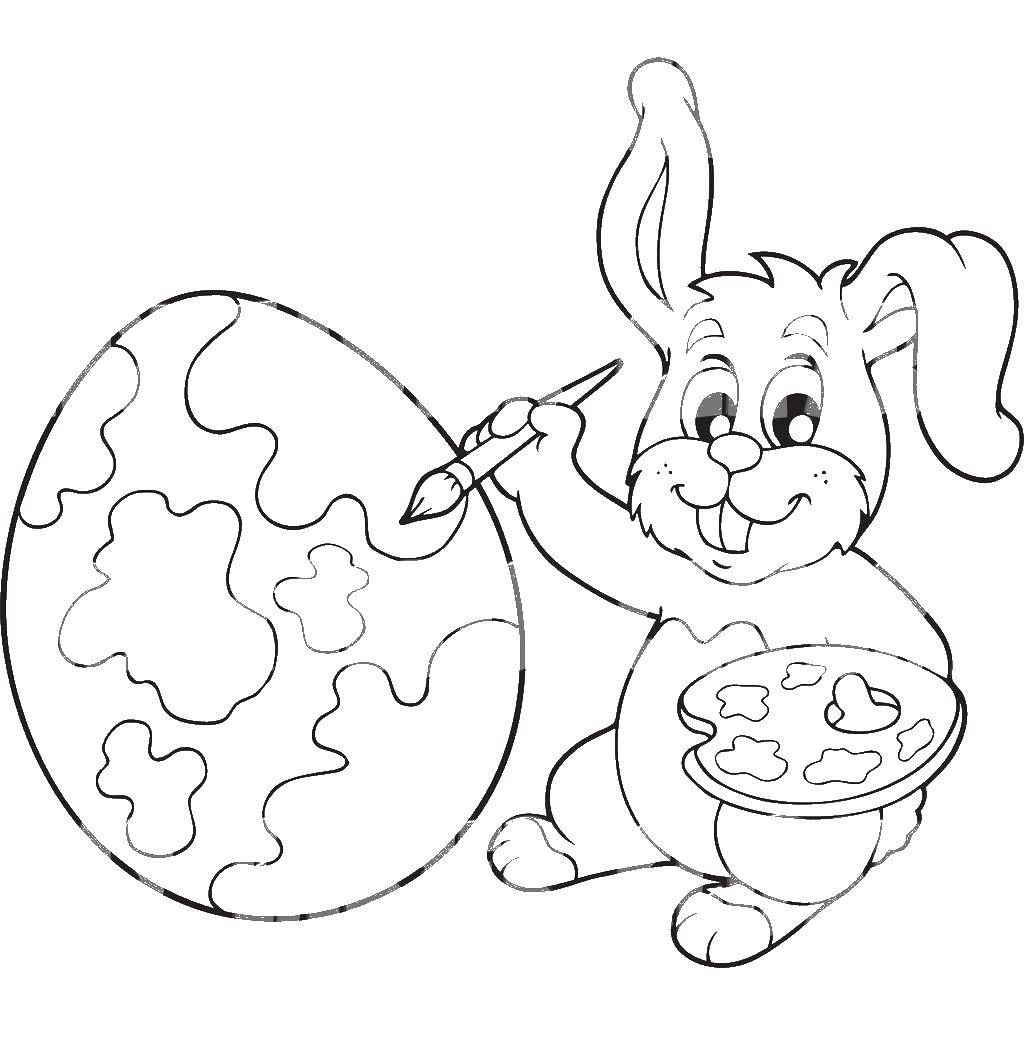Раскраски на Пасху: яйца, кролик и другие праздничные мотивы (кролик)
