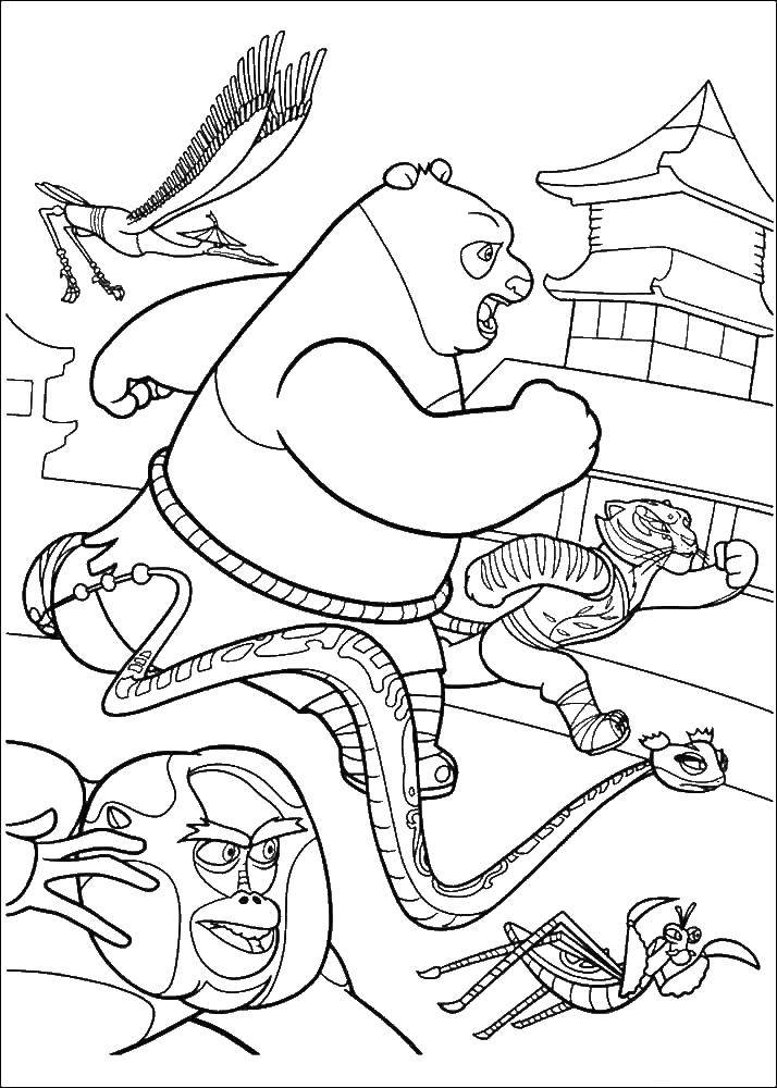 Раскраски Кунг Фу Панда Панда - бесплатные раскраски для детей (Панда)