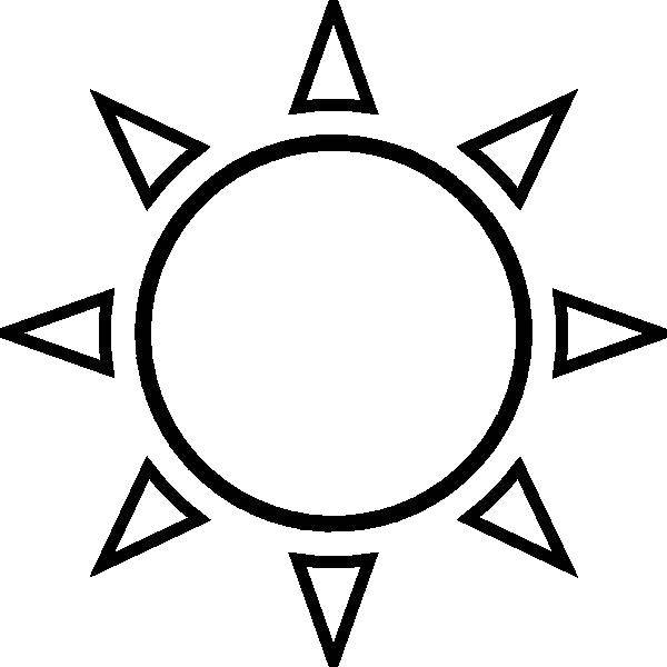 Раскраска Контур солнца для детей (солнце, лучи, радость)