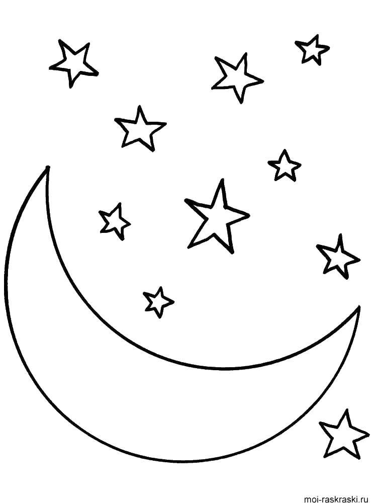 Раскраски с луной и звездами - веселое и красочное времяпровождение для малышей (луна, звезды, простые)