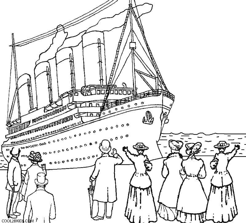 Раскраски кораблей и Титаника для детей (корабль, Титаник)
