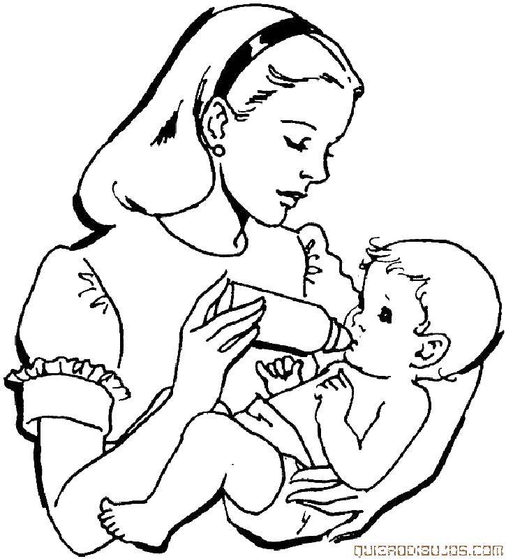 Раскраска мама и ребенок (мама)