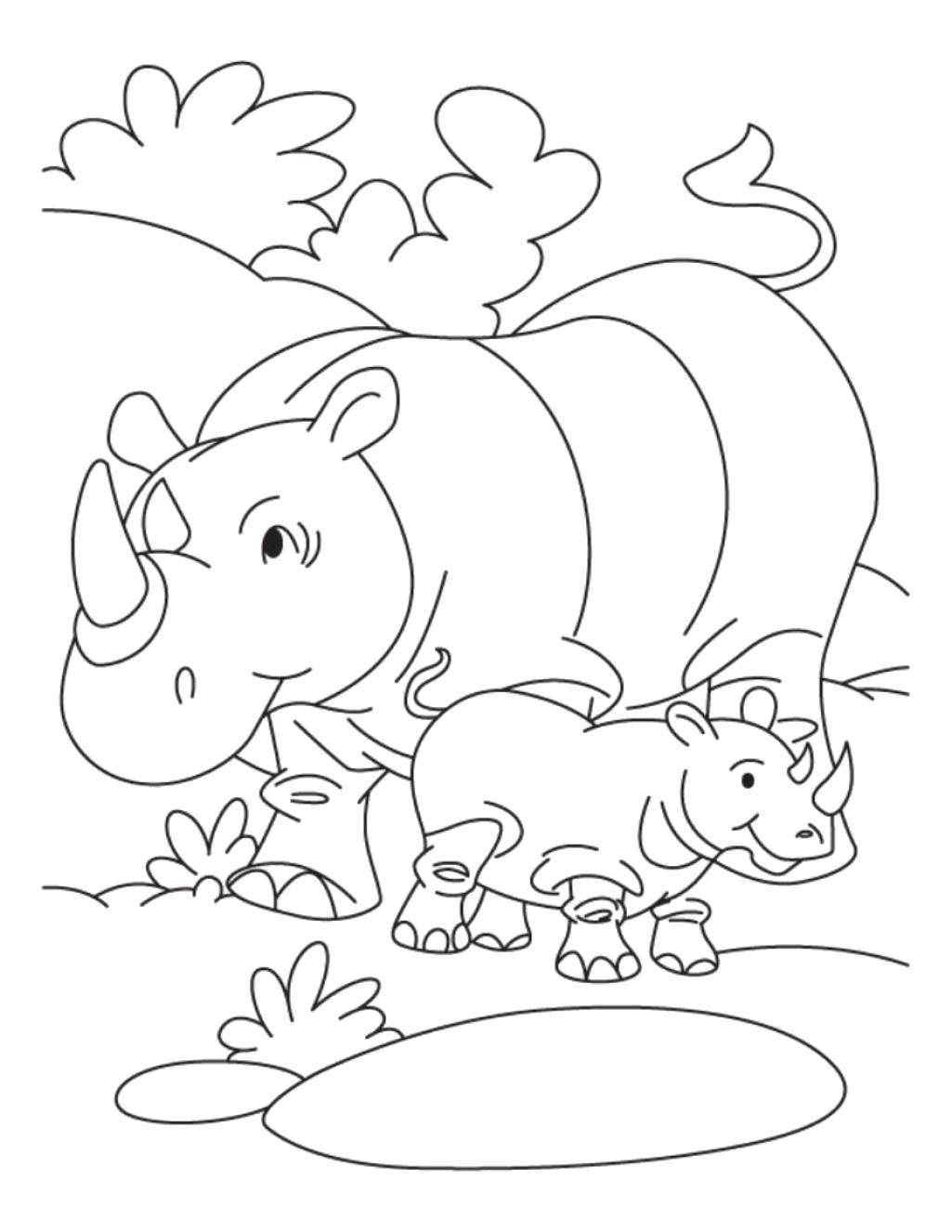 Раскраска носорога для детей (носорог)
