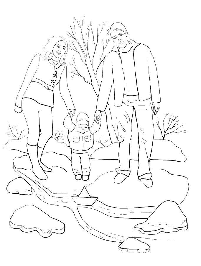 Раскраска на тему большой семьи: мама, папа, ребенок (развивающие, папа, ребенок)