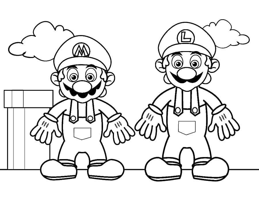раскраска с Марио и Луиджи (игры, Луиджи)