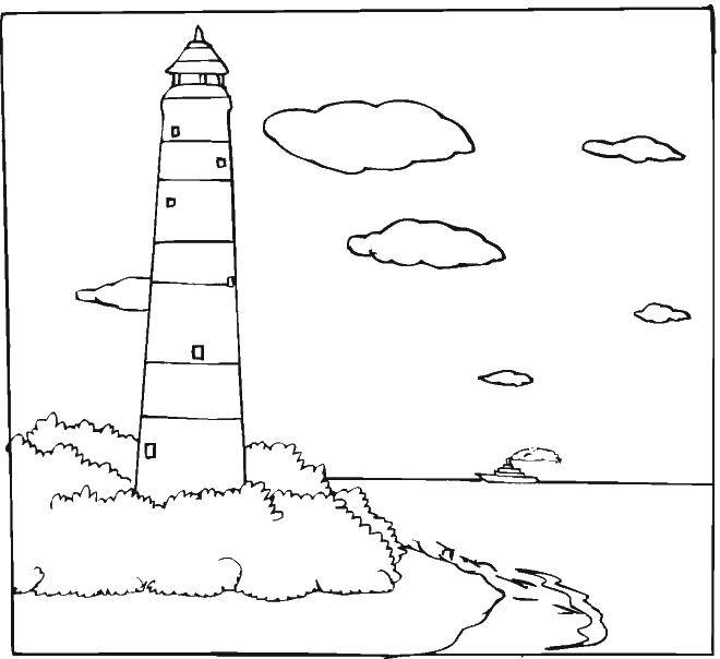 Раскраски природы, маяка, моря и парохода для детей всех возрастов (маяк, пароход)