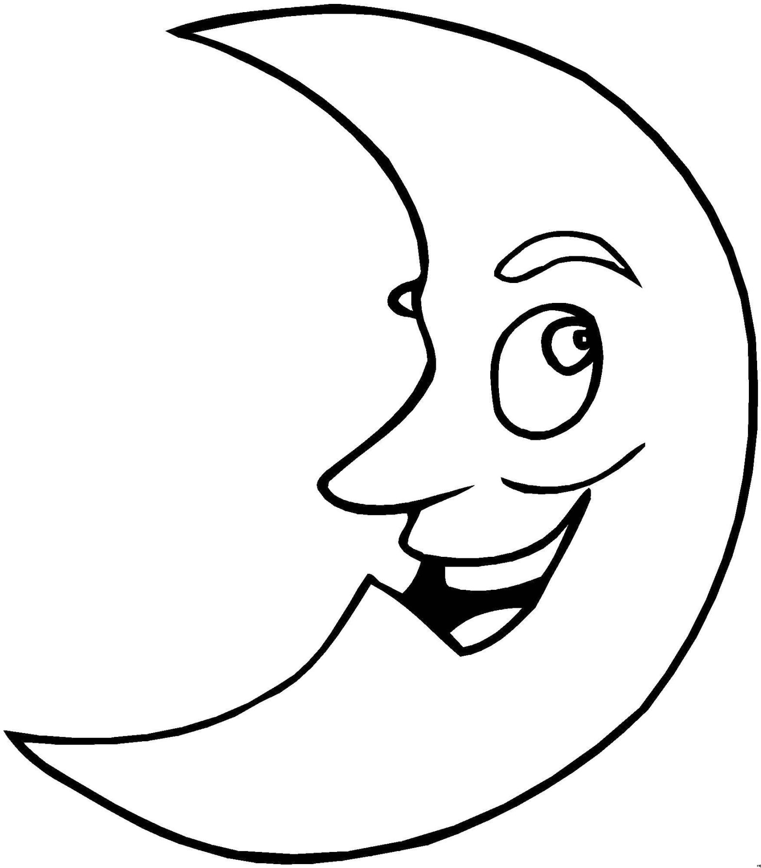 Раскраска луны улыбка и месяц для малышей на тему природы (луна, улыбка, месяц, выбор, темы)