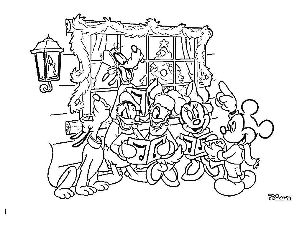 Раскраска МиккиМаус на Новый Год для малышей (МиккиМаус)
