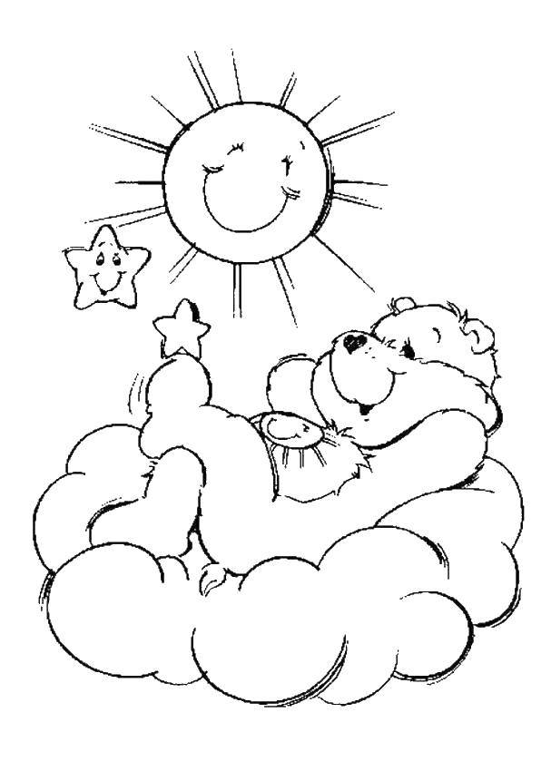 Раскраска Сон сон, мишка и облако (мишка, облако, рисунок)