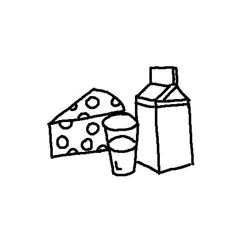 Раскраски на тему молочных продуктов - сыр, молоко и другие (сыр, молоко)