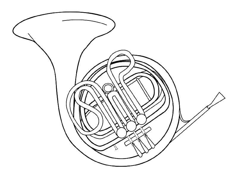 Раскраска музыкального инструмента труба (труба, музыка)