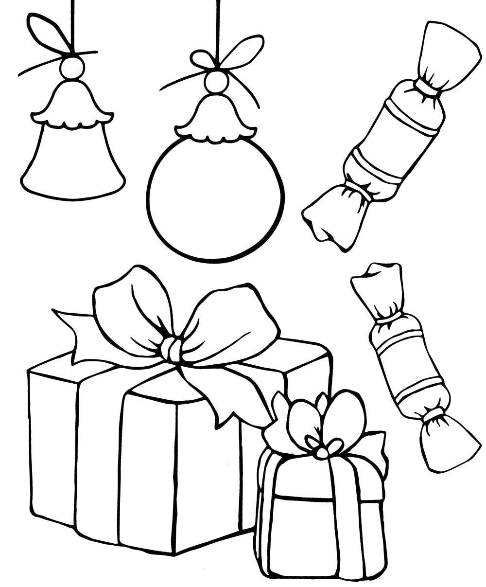 Раскраска на тему подарки для праздника (праздник)