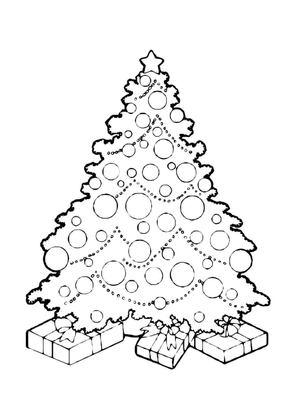 Раскраски елки на Новый Год: подарки и игрушки для детей (елки, подарки, игрушки)