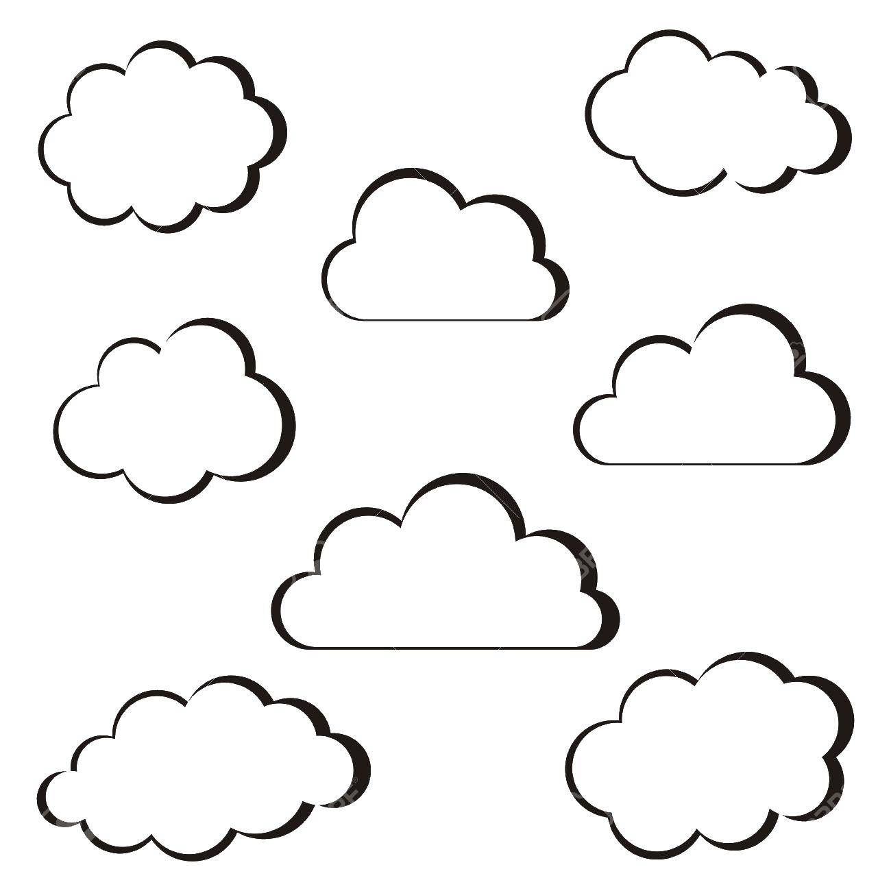 Раскраска контура облака и неба для детей (облако, небо, контур)